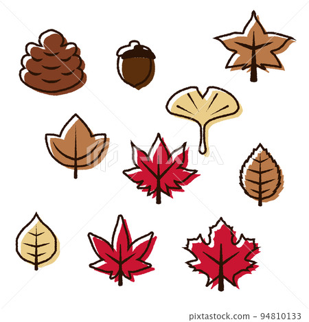 Doodle style illustration set of fallen leaves Doodle style illustration set of fallen leaves 94810133