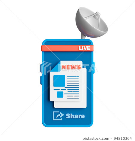3d rendering online news application on smartphone. 94810364