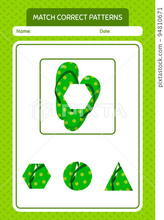 Match pattern game with flip flop. worksheet for preschool kids, kids activity sheet 94810671
