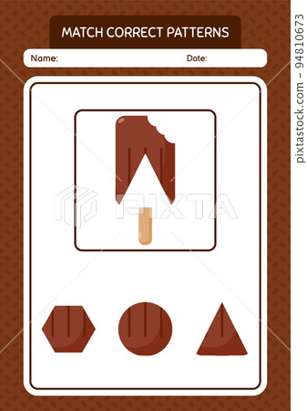 Match pattern game with ice cream. worksheet for preschool kids, kids activity sheet Match pattern game with ice cream. worksheet for preschool kids, kids activity sheet 94810673