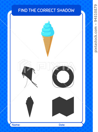Find the correct shadows game with ice cream. worksheet for preschool kids, kids activity sheet Find the correct shadows game with ice cream. worksheet for preschool kids, kids activity sheet 94810879