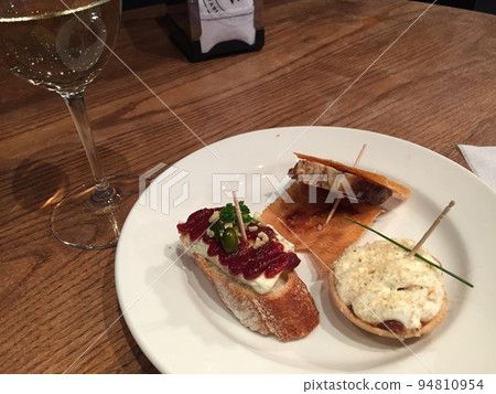 Pintxos at a restaurant in Spain 94810954