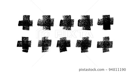 Black vector cross symbols drawn in charcoal. 94811190