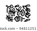 Abstract black flowers in naive style collection. 94811251