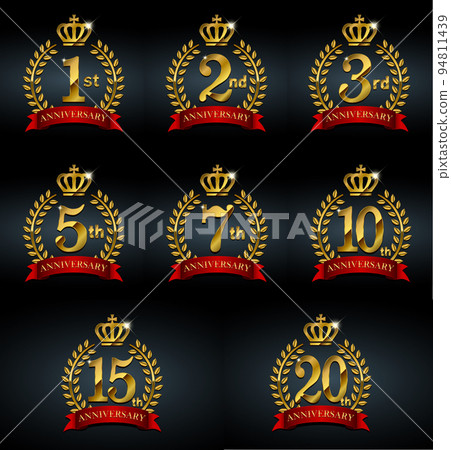 Metallic wreath / laurel illustration set (anniversary / anniversary) / 1st to 20th anniversary Metallic wreath / laurel illustration set (anniversary / anniversary) / 1st to 20th anniversary 94811439