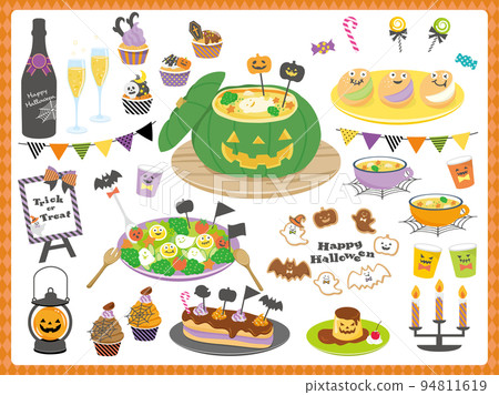 萬聖節派對食物插圖集 萬聖節派對食物插圖集 94811619
