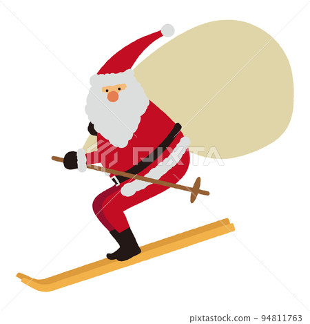 Illustration of Santa Claus skiing with a bag of gifts Illustration of Santa Claus skiing with a bag of gifts 94811763