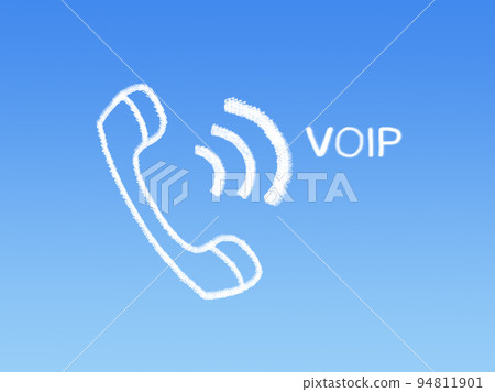 VOIP Network phone cloud shape on blue sky VOIP Network phone cloud shape on blue sky 94811901