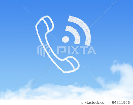 wifi phone cloud shape on blue sky 94811906