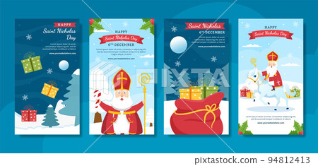 Saint Nicholas Day or Sinterklaas Social Media Stories Template Hand Drawn Cartoon Flat Illustration Saint Nicholas Day or Sinterklaas Social Media Stories Template Hand Drawn Cartoon Flat Illustration 94812413