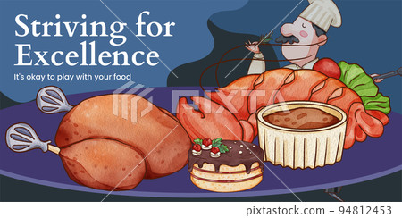 Blog header template with chef day concept,watercolor style Blog header template with chef day concept,watercolor style 94812453
