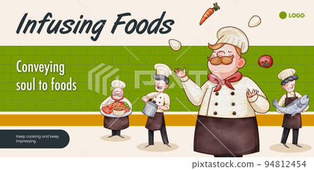 Blog header template with chef day concept,watercolor style 94812454
