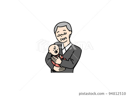 Elderly man soothing a baby Illustration of a simple line person Elderly man soothing a baby Illustration of a simple line person 94812510