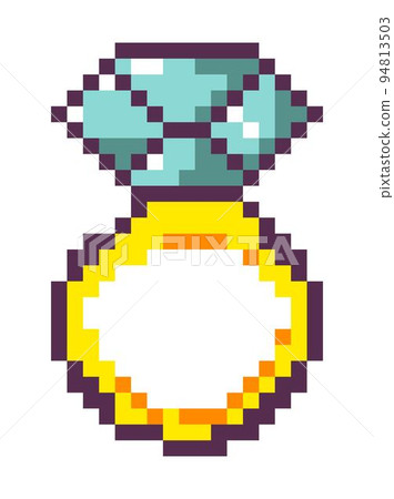 Pixelated golden ring with diamond, jewelry icon 94813503