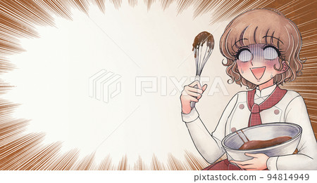 Illustration eye catch of a girl who fails to make Valentine's chocolate Illustration eye catch of a girl who fails to make Valentine's chocolate 94814949