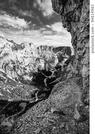 Panoramic view of Tavernanzes Valley in Dolomites Panoramic view of Tavernanzes Valley in Dolomites 94814983