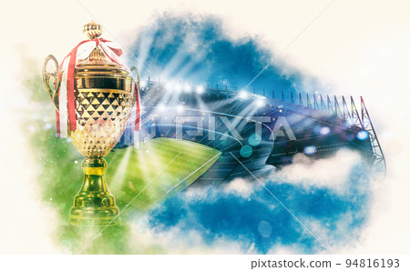 Awarding of the sports event with a cup for the winner Awarding of the sports event with a cup for the winner 94816193