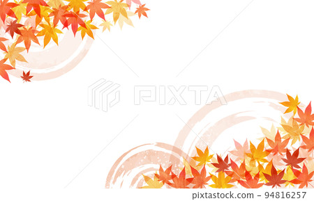 Autumn, autumn leaves, ripples, brush, year-end gift, watercolor style, luxury, background, Japanese style, Japanese pattern, tradition, pattern 94816257