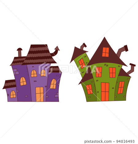 Halloween haunted house set. Trick or treat concept. Vector illustration in hand drawn style Halloween haunted house set. Trick or treat concept. Vector illustration in hand drawn style 94816493