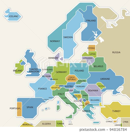 Europe map color coding country names Europe map color coding country names 94816784