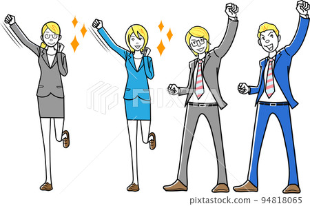 Illustration of a businessman and business woman in a positive pose 94818065