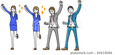 Illustration of a businessman and business woman in a positive pose 94818066