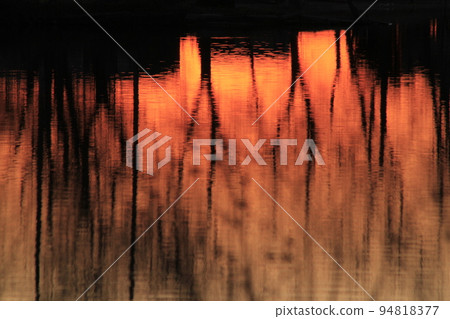Sunset with water and trees out in the country Sunset with water and trees out in the country 94818377