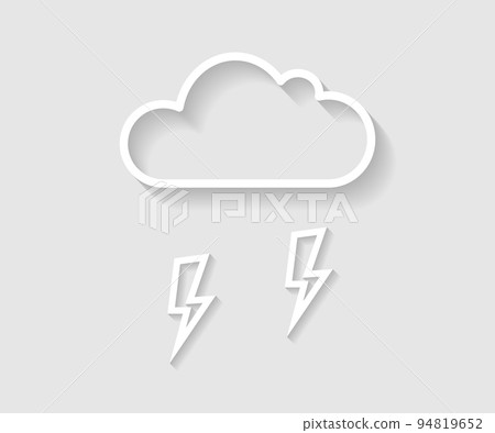 Cloud and lightning illustration, white background - Stock Illustration ...