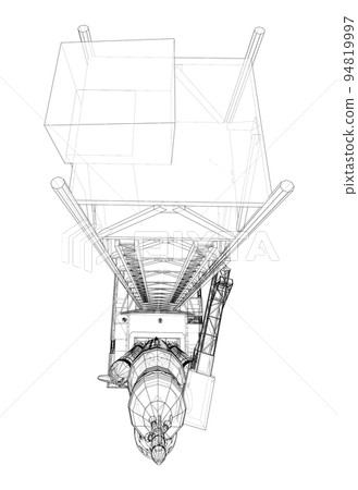 Space Rocket on launch pad. Vector rendering of 3d 94819997