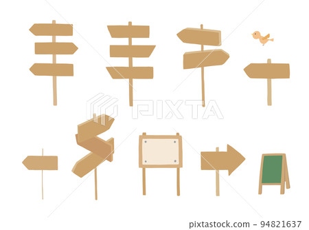 Illustration set of handwritten signs and information boards (no color outline) 94821637