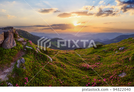 Carpathian morning summer panorama view. 94822040