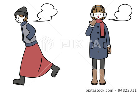 一個穿著冬裝呼出白色氣息的女人 94822311