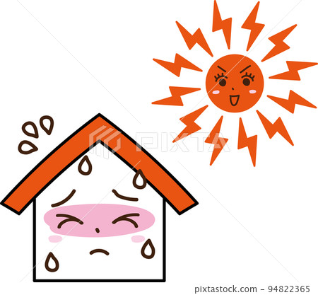 House sun heat stroke heat countermeasure woman anthropomorphic embarrassed face House sun heat stroke heat countermeasure woman anthropomorphic embarrassed face 94822365