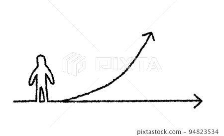 Hand-drawn illustration of a person and an arrow divided into two Hand-drawn illustration of a person and an arrow divided into two 94823534
