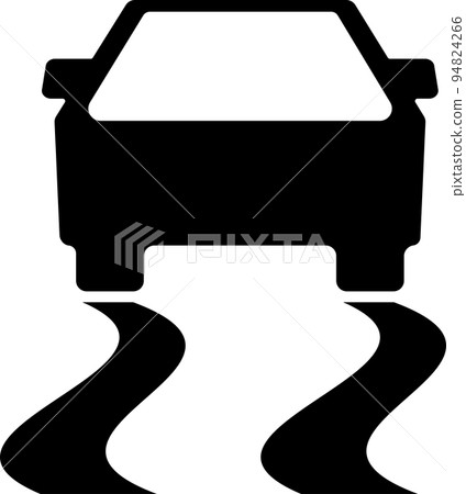 Car slip slide down icon pictogram black and white monochrome 94824266