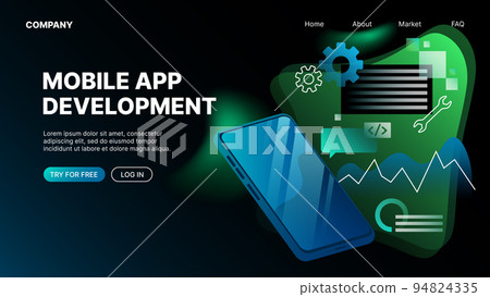 Mobile App Development. Horizontal Web Banner Mobile App Development. Horizontal Web Banner 94824335