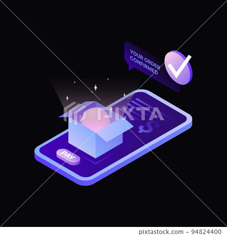 Buy Things in the App Illustration. Online Shopping. Black Template Buy Things in the App Illustration. Online Shopping. Black Template 94824400