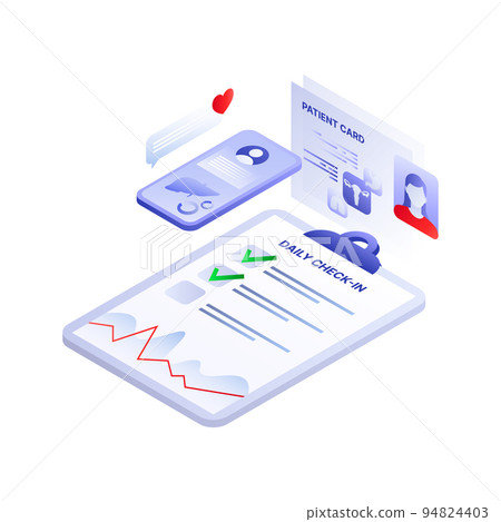 Healthcare Tracking App Illustration. Medical Test Result. White Template Healthcare Tracking App Illustration. Medical Test Result. White Template 94824403