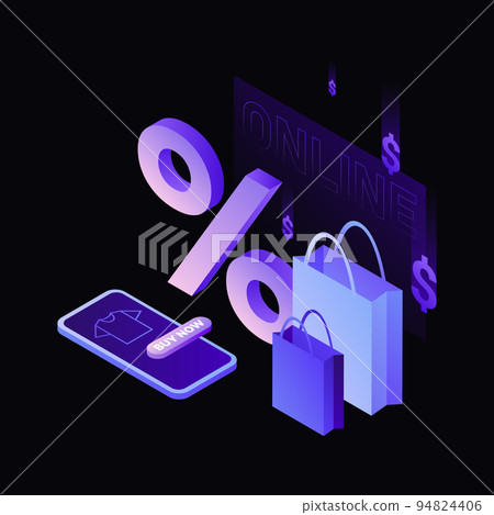 New Sales Every Friday Illustration. E-commerce. Online Shopping. Black Template New Sales Every Friday Illustration. E-commerce. Online Shopping. Black Template 94824406