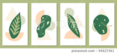 Abstract botanical wall art set. Vector illustration in scandinavian design 94825361
