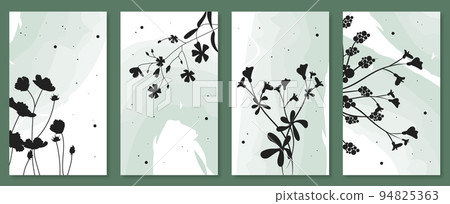 Abstract botanical wall art set. Vector illustration in scandinavian design 94825363