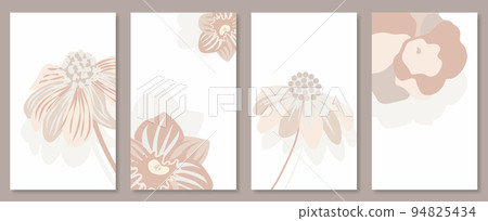Abstract botanical wall art set. Vector illustration in scandinavian design 94825434