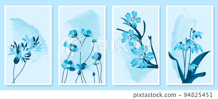 Abstract botanical wall art set. Vector illustration in scandinavian design 94825451