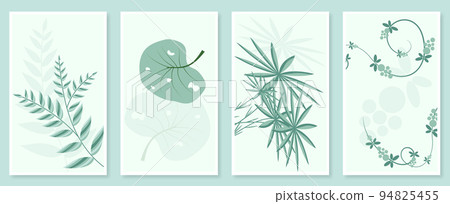 Abstract botanical wall art set. Vector illustration in scandinavian design 94825455
