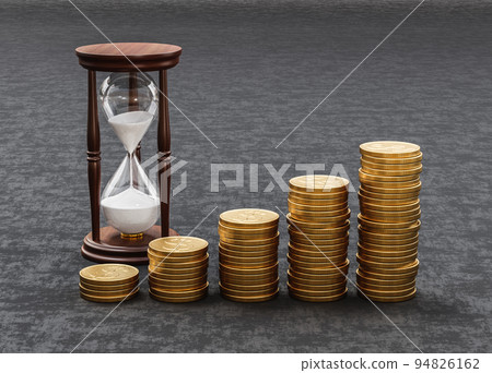 Rising Heaps of Coins on Dark Background with... - Stock Illustration ...