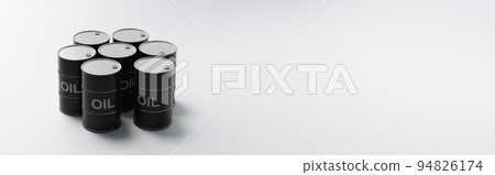 Oil Barrels on Light Gray Background with Copy Space 94826174