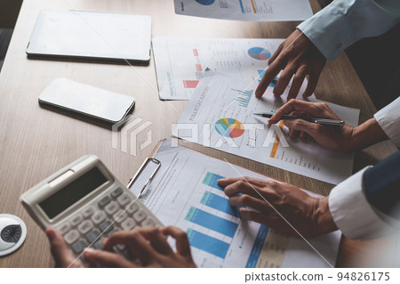 Group of Businesswoman and Accountant checking data document for investigation of corruption account. Anti Bribery concept 94826175