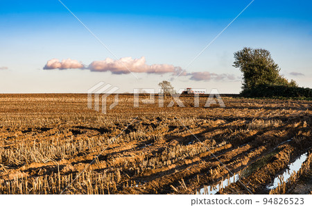 View over the Flemish countryside with harvested agriculture fields around Ternat 94826523