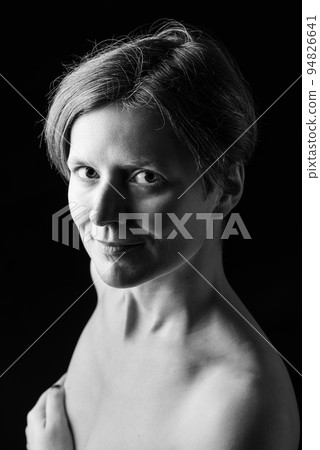 Black and white portrait of a thirty year old woman Black and white portrait of a thirty year old woman 94826641