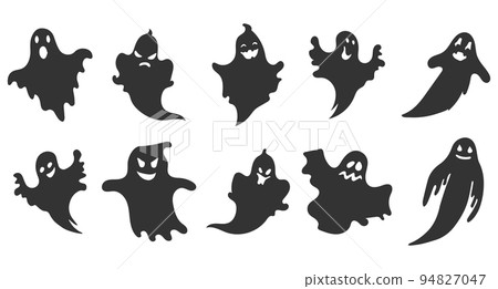 Set of ghost icons, halloween ghosts. Festive decor elements, vector 94827047